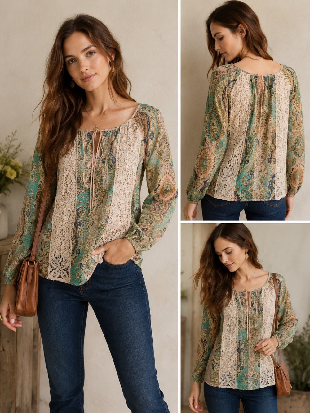 Meadow Rue Anthropologie Crochet Lace Peasant Blouse Medium